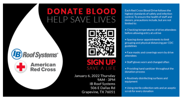 IB Roof Systems- Blood Drive