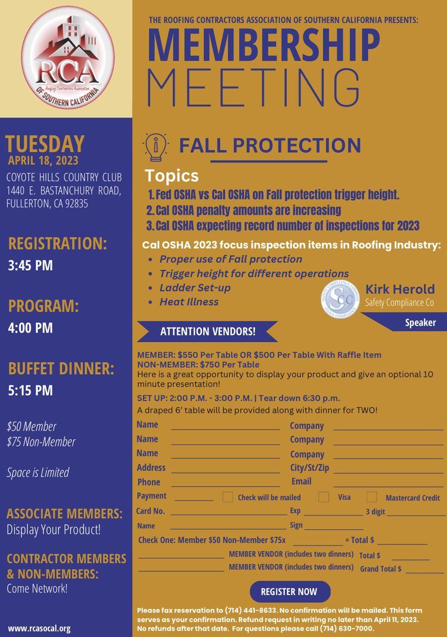 RCASoCal - Our Fall Protection Meeting is April 18!