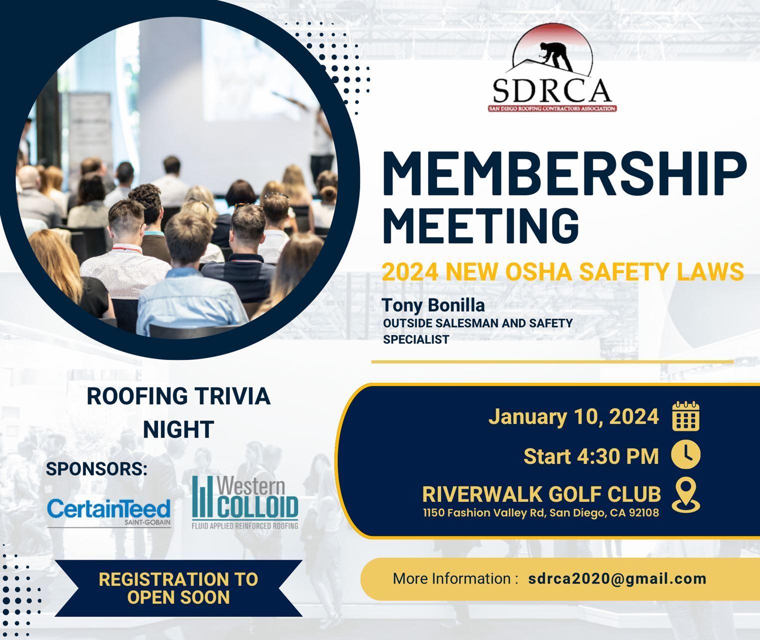 SDRCA - Registration for our January Membership Meeting is open!