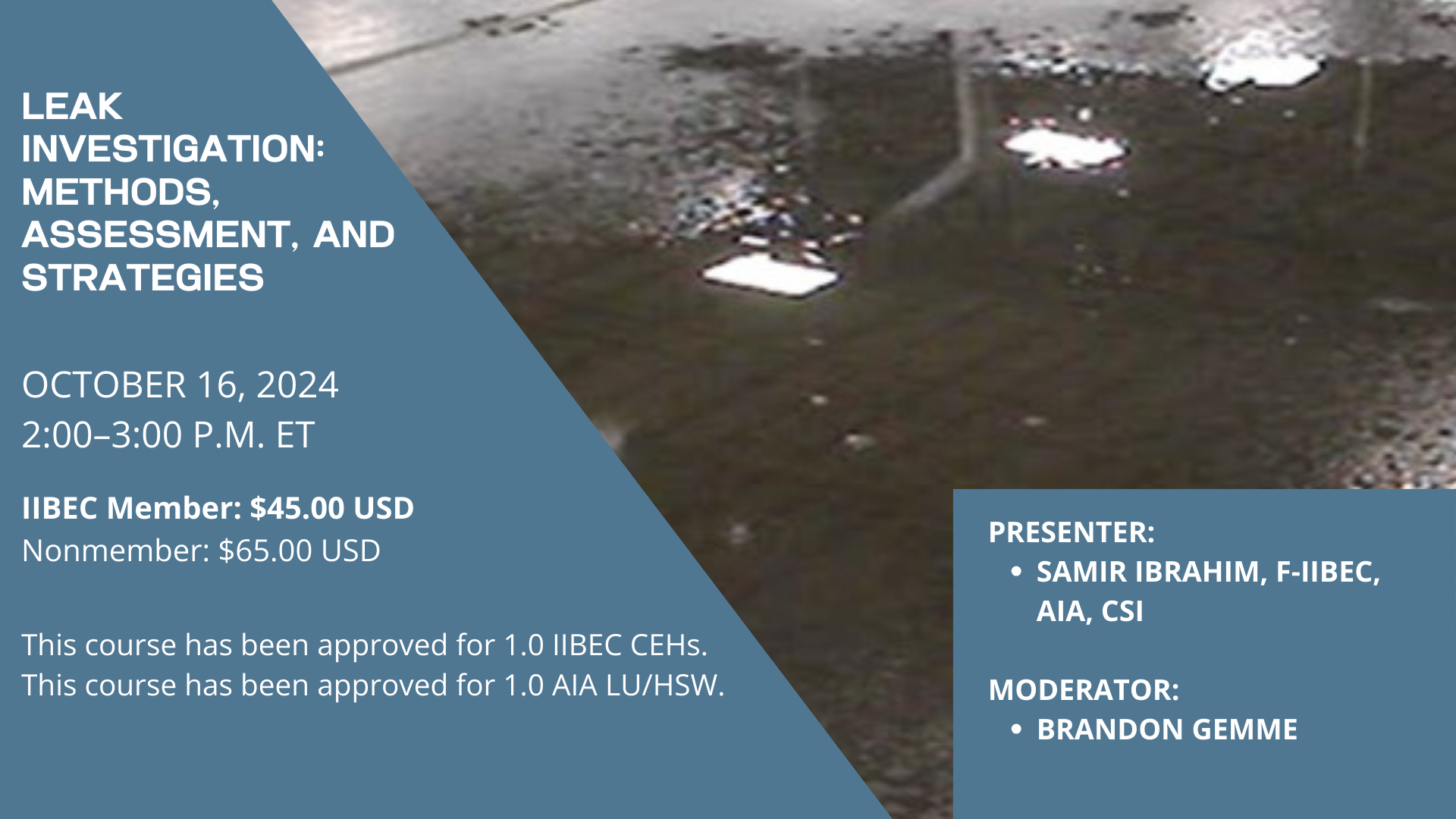 REGISTER TODAY: Leak Investigation: Methods, Assessment, and Strategies