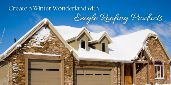 Eagle Roofing walking in a winter wonderland