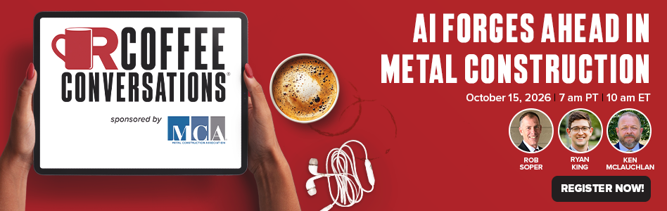 Coffee Conversations - Billboard Ad - AI Forges Ahead in Metal Construction Coffee Conversations - Billboard Ad - AI Forges Ahead in Metal Construction