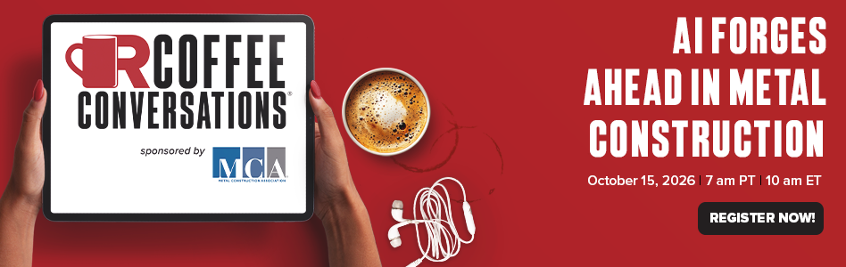 Coffee Conversations - Billboard Ad - AI Forges Ahead in Metal Construction Coffee Conversations - Billboard Ad - AI Forges Ahead in Metal Construction